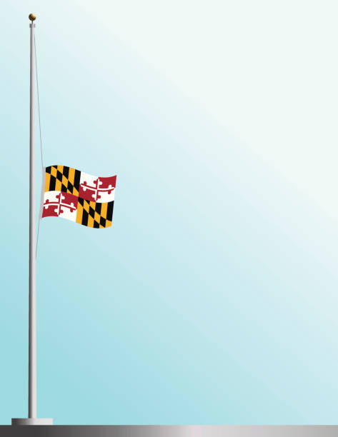Flag of Maryland at Half-Staff EPS, Layered PSD, High and Low-Resolution JPGs included. Flag of flag half mast stock illustrations