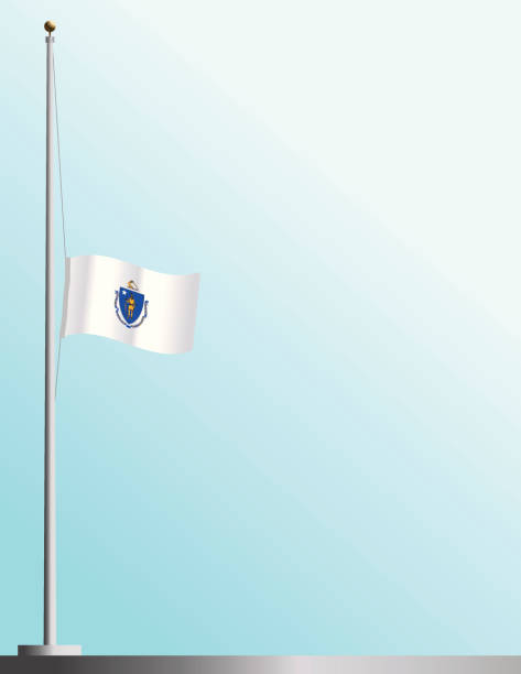 Flag of Massachusetts at Half-Staff EPS, Layered PSD, High and Low-Resolution JPGs included. Flag of flag half mast stock illustrations