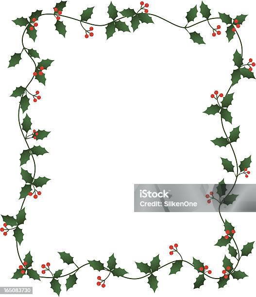 Holly Obramowanie - Stockowe grafiki wektorowe i więcej obrazów Roślina pnąca - Roślina pnąca, Ostrokrzew, Boże Narodzenie