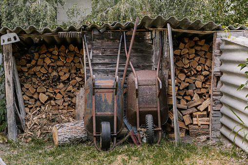 Huge panorama of stacked firewood