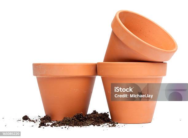 Глина Flower Pots — стоковые фотографии и другие картинки Без людей - Без людей, Белый, Белый фон