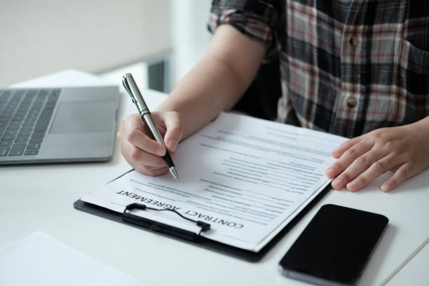 istock Hands and contract sign with woman planning on documents for partnership 1650855572