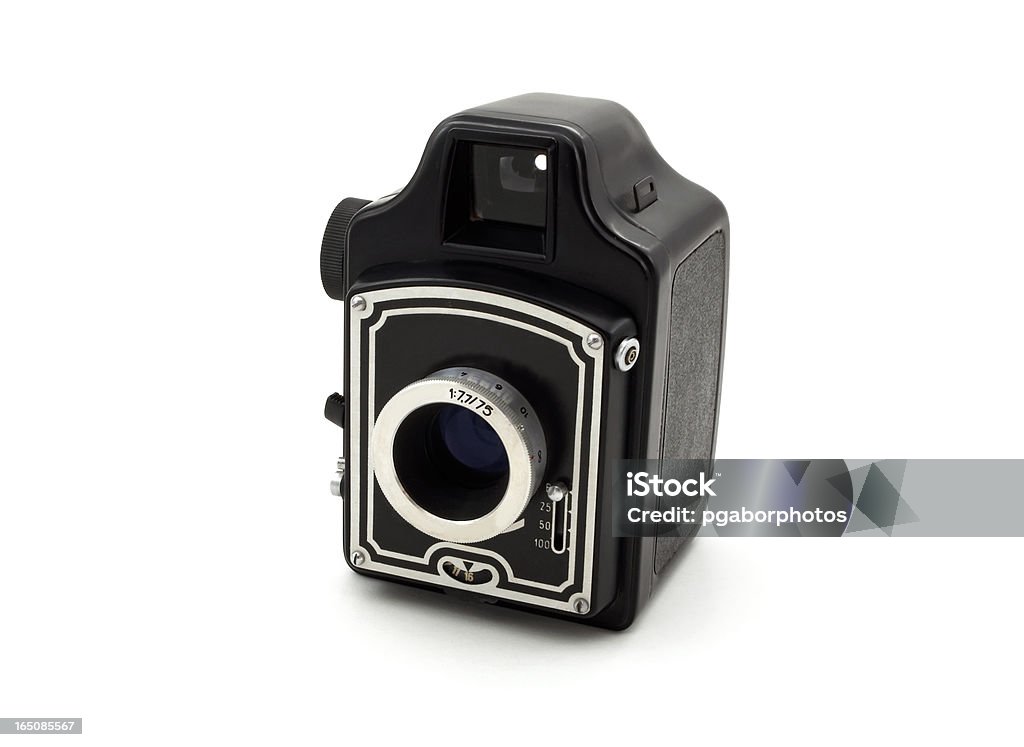 Vieja cámara aislado sobre fondo blanco - Foto de stock de Color negro libre de derechos
