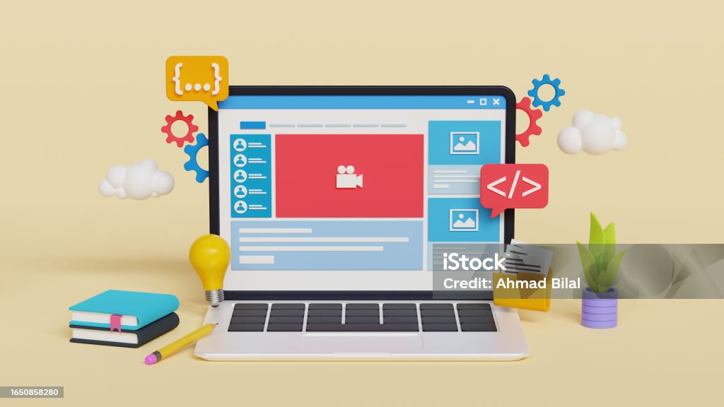 Laptop Development/design 3d Web Development Concept Laptop With Creative Ideas For Web And App ...