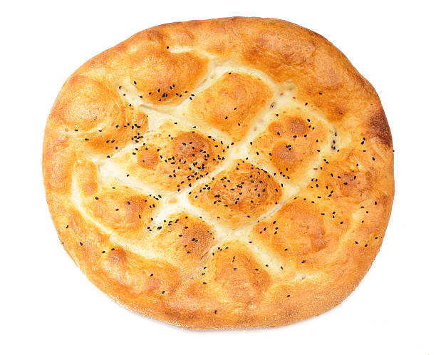 Close-up of Ramadan pita on white background