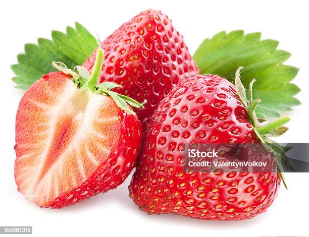 Strawberries With Leaves Stock Photo - Download Image Now - Berry Fruit, Close To, Close-up