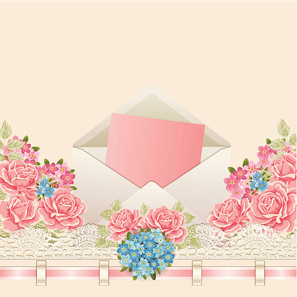 Vintage background with roses. Greeting card vector art illustration