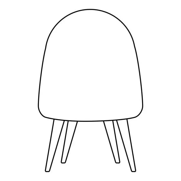 Vector illustration of Comfortable chair, back view, doodle style flat vector outline for coloring book