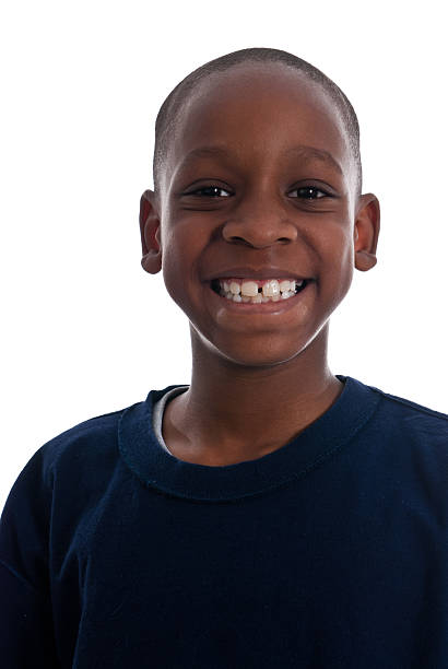 Young African American boy smiling stock photo