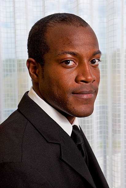 African American male in a suit stock photo