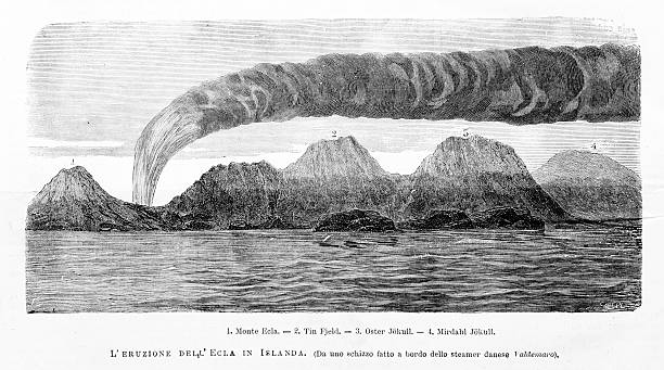 아이슬란드 화산 활동으로 인해 북유럽 일부 지역 출발 - risorgimento stock illustrations