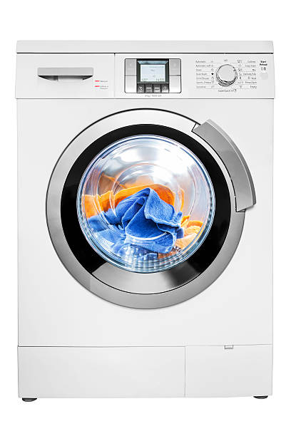 washing machine, isolated on white, clipping path - washing machine stok fotoğraflar ve resimler
