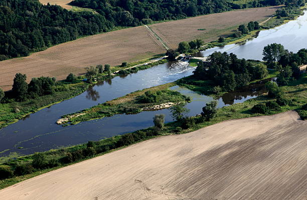 istock Aerial view of the Nogat river and cultivated fields 165096823