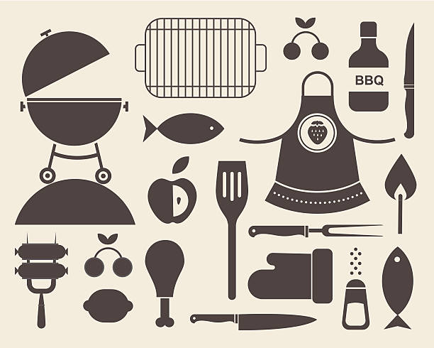 barbecue icons vector art illustration