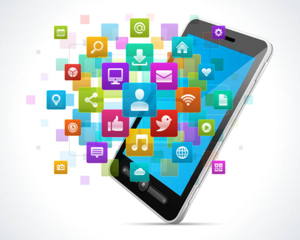 istock Social media icons and mobile phone 165097368