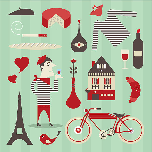 French icons vector art illustration