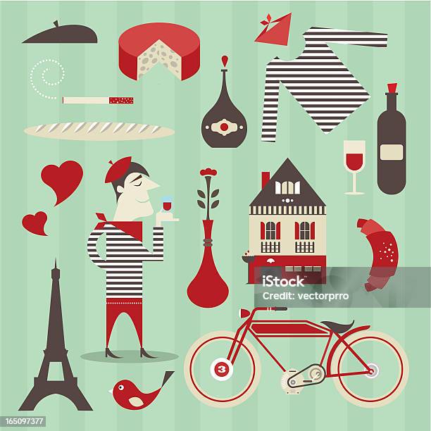 French Icons Stock Illustration - Download Image Now - France, French Culture, Stereotypical