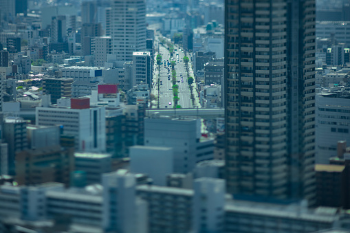 A cityscape near the highway in Osaka. High quality 4k footage. Asahi district Osaka Japan 04.10.2023 Here is near Takarazuka railway in Osaka.