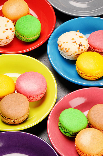 istock French macaroons in colorful plates 165102517