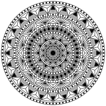 Circle polynesian design. Tattoo, design and decor element, coloring book pages. Highly detailed and accurate lines for print or engraving