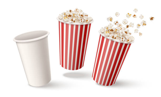 istock Popcorn cup for movies. Flying flakes in a paper bucket. Vector 1651056183