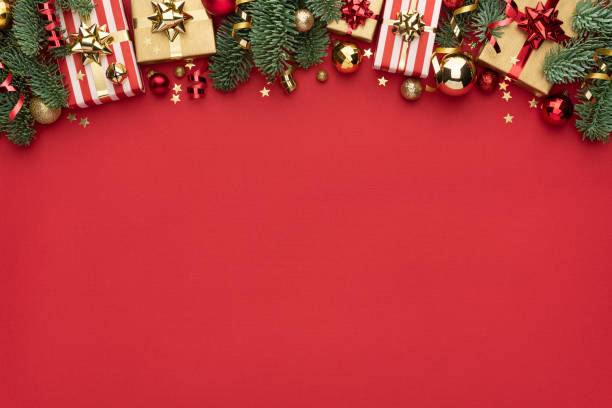 istock Red Christmas Background with Border Decoration 1651061484