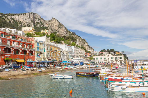 In the harbor on the beautiful island of Capri, Italy