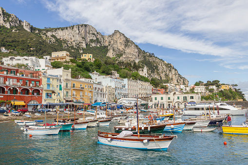 In the harbor on the beautiful island of Capri, Italy