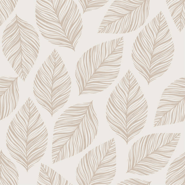 Seamless pattern with stylized leaves vector art illustration