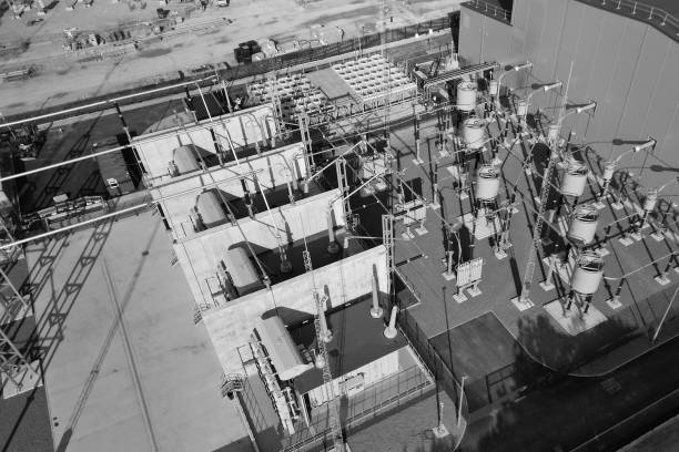 Dogger Bank Wind Farm electrical converter station, Beverley. aerial view of Dogger Bank Wind Farm electrical converter station, Beverley. East Yorkshire dogger stock pictures, royalty-free photos & images