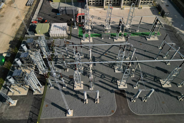 Dogger Bank Wind Farm electrical converter station, Beverley. aerial view of Dogger Bank Wind Farm electrical converter station, Beverley. East Yorkshire dogger stock pictures, royalty-free photos & images