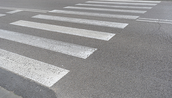 Paved Pedestrian Crossing, Grey White Crosswalk, Safety Zebra on Modern Tiles Pathway, Street Asphalt Cross Walk, Zebra Crossing, Pedestrian Pass