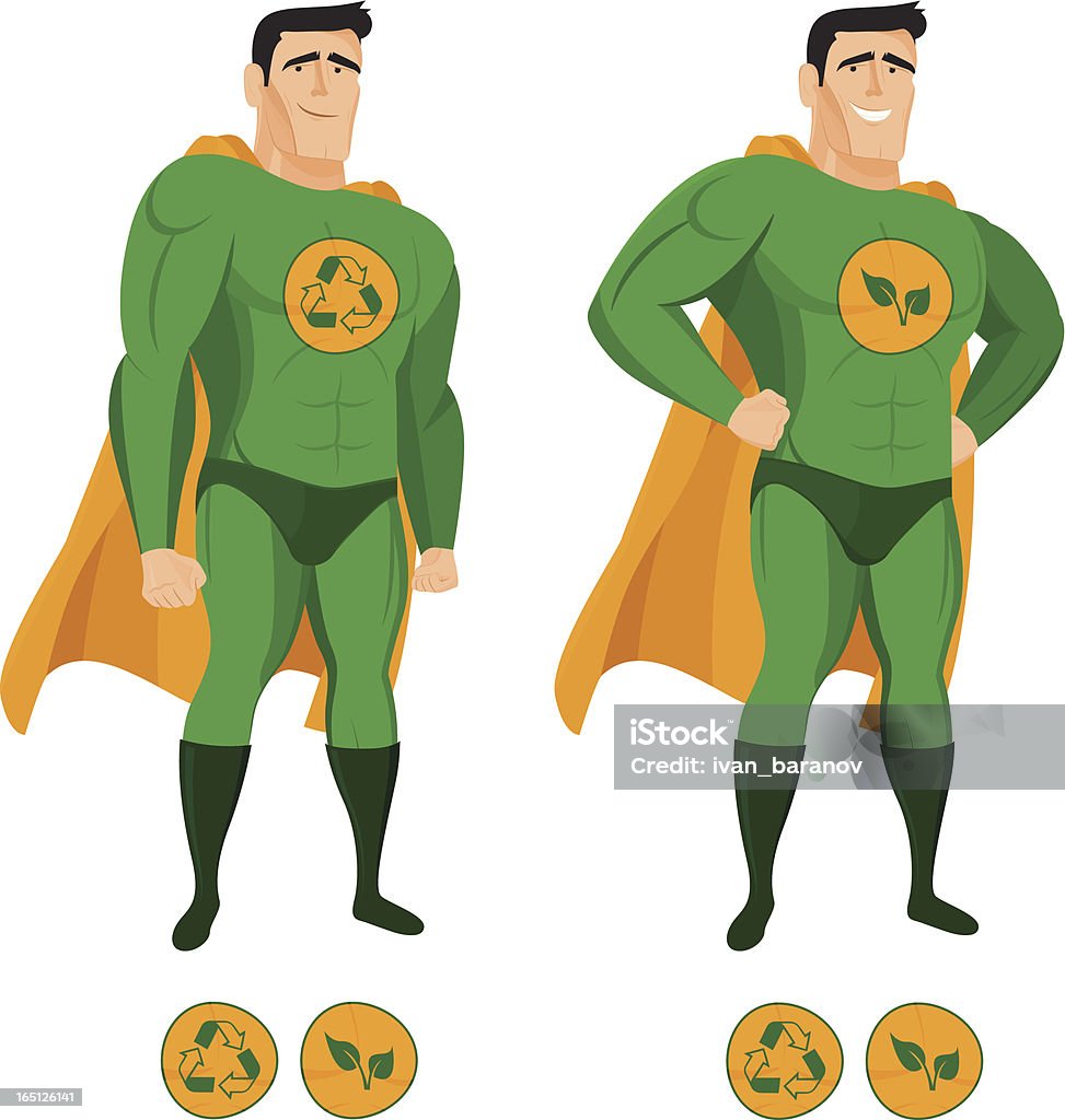 Recycle Super-héros en Vert uniforme avec une cape - clipart vectoriel de Jour libre de droits