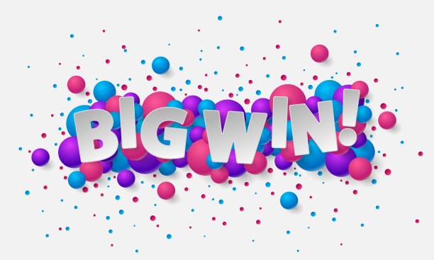 istock Banner with paper white letters, colored dust, confetti, balls, balloons, and lettering Big Win! Vector illustration on white background. Elements for poster, card, holiday, party. 1651264582