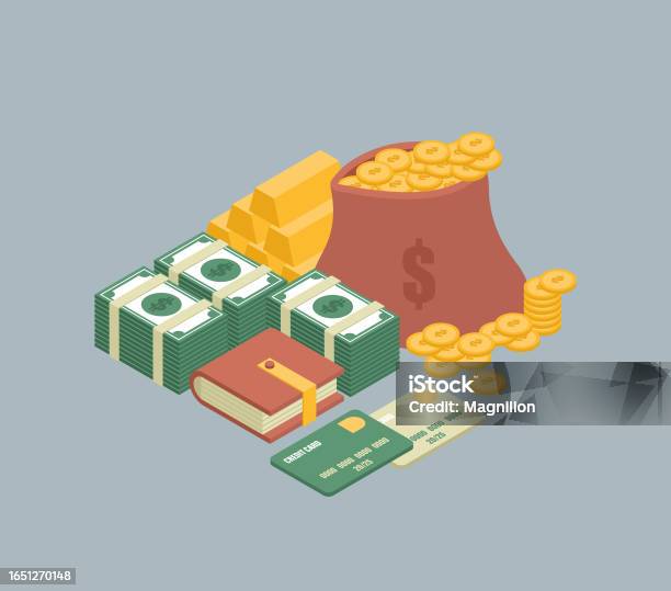 돈 아이소메트릭 벡터 3차원 형태에 대한 스톡 벡터 아트 및 기타 이미지 - 3차원 형태, 통화, 0명 - iStock