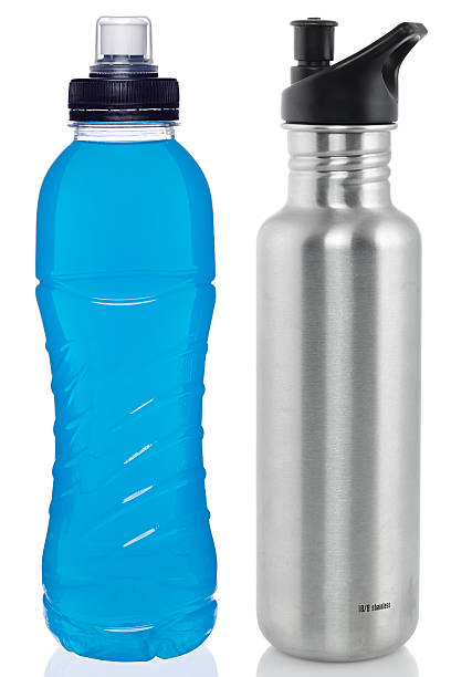 sports drink and steel bottle - water bottle cap bildbanksfoton och bilder