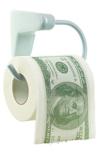 100 Euro Banknotes Toilet Paper isolated on white background. 3D render