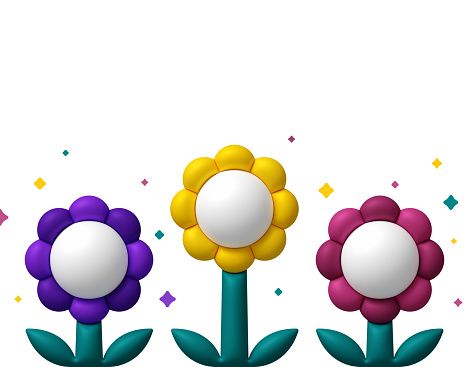 3D modern render sparkle flower spring summer background with space for your copy.