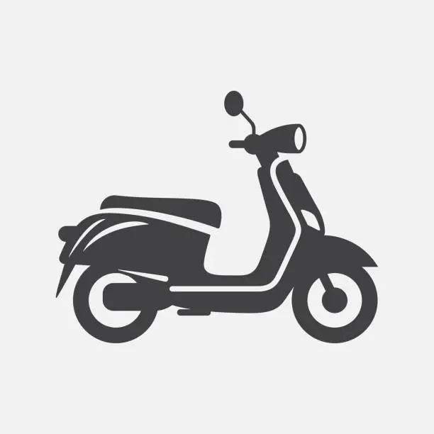 Vector illustration of Vector Black Motorbike Icon. Simple Minimalistic Vector Bike Silhouette in Side View. Motorbike Sign Shape, Design Element for Logo, Web, Social Media, UI, App