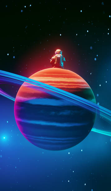 istock Lonely astronaut sits on top of a planet looking into space 1651345994