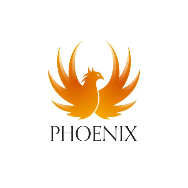Vector illustration of Phoenix with circle spread wings Icon logo symbol design vector concepts template