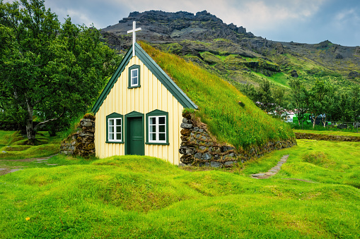 Hofskirkja turf church in Iceland