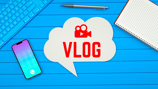 Vlog Video Blogging Concept, Video Marketing Concept,
