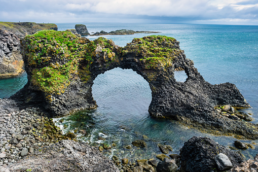 Gatklettur Natural Arch near Arnarstapi, Snaefellsnes Peninsula, Iceland.