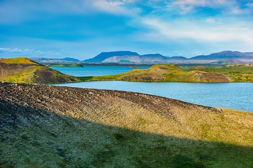 Skutustadagrig pseudo craters at Lake Myvatn in Iceland