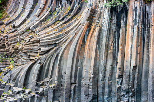Basalt columns at the dramatic Studlagil Canyon in Iceland