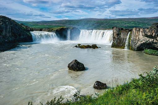 Godafoss waterfall during summer in Iceland
