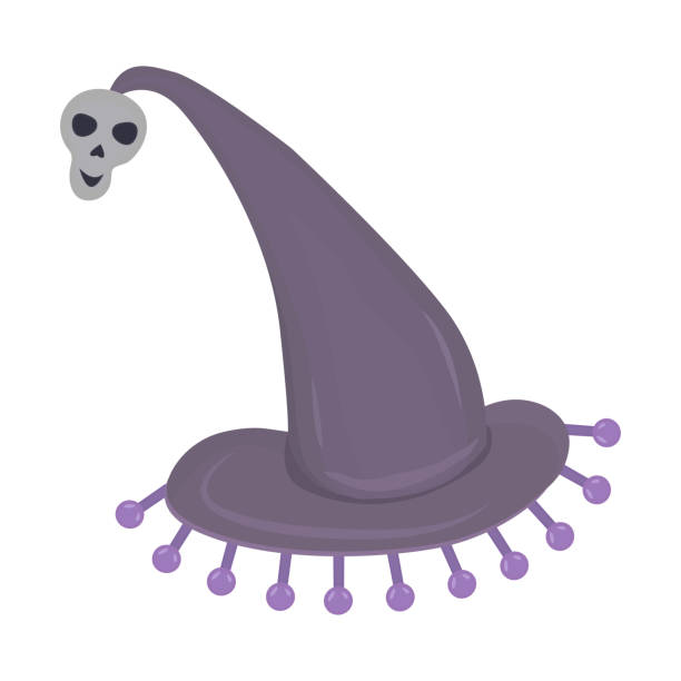 ilustrações de stock, clip art, desenhos animados e ícones de witch hat in grey and purple colors - witchcraft heights