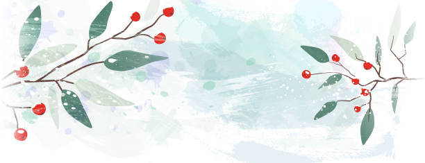Winter background with berry branches. Christmas illustration. Christmas, layered illustration witch branches of Christmas Berries tree - one of typical christmas symbol. Global colors used. Easy to edit. winter cloth pictures stock illustrations