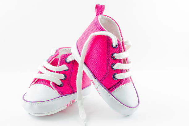 istock Pink baby shoes 165145038